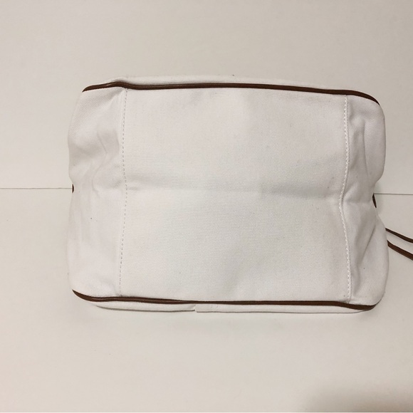 Authentic Diesel White Canvas Leather Distress Hardware Handbag Shoulder Bag - Picture 7 of 13